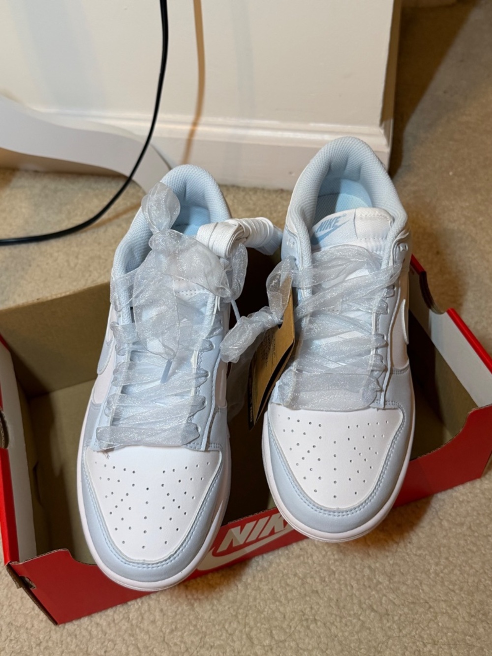 Nike Dunk Low Next Nature Sheer Lace Pack Blue Tint White New Wmns 8.5